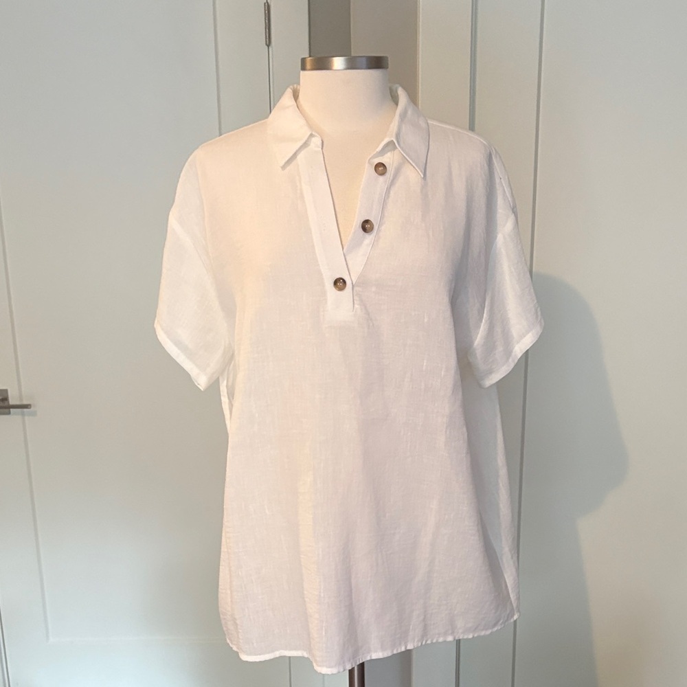 Doe & Rae White breezy linen blend Tunic. NWOT sz 1x